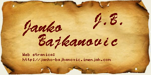 Janko Bajkanović vizit kartica